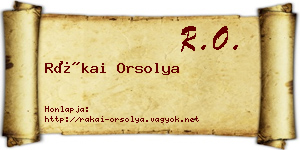 Rákai Orsolya névjegykártya