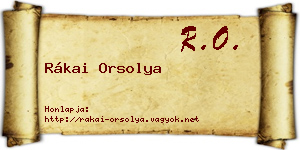 Rákai Orsolya névjegykártya